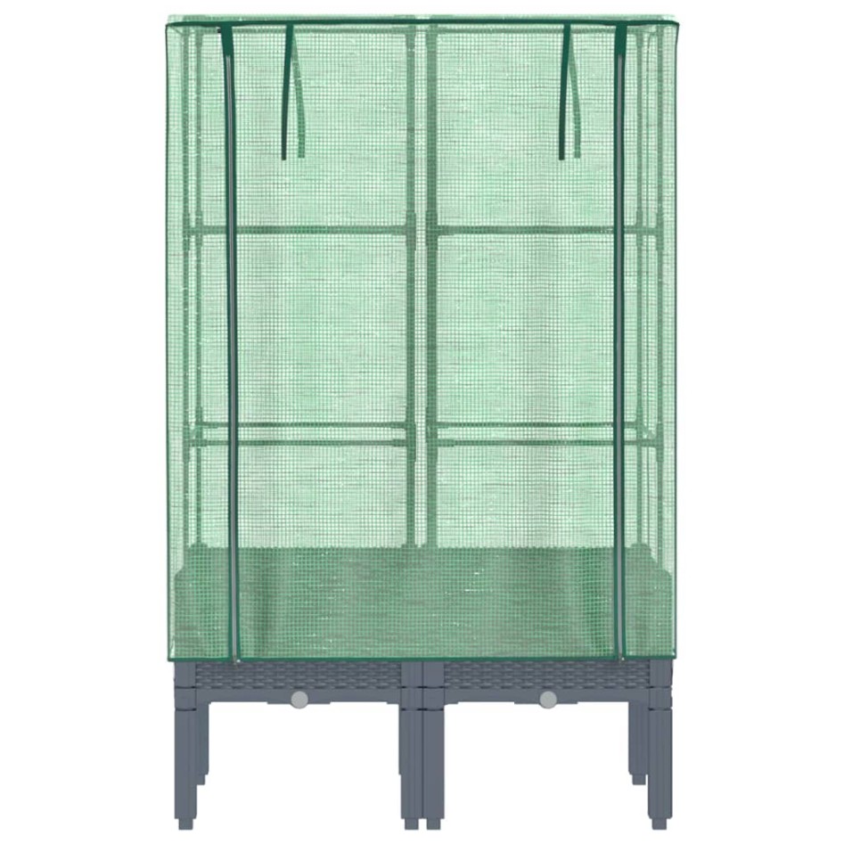 Arriate con cubierta invernadero aspecto ratán 80x40x140