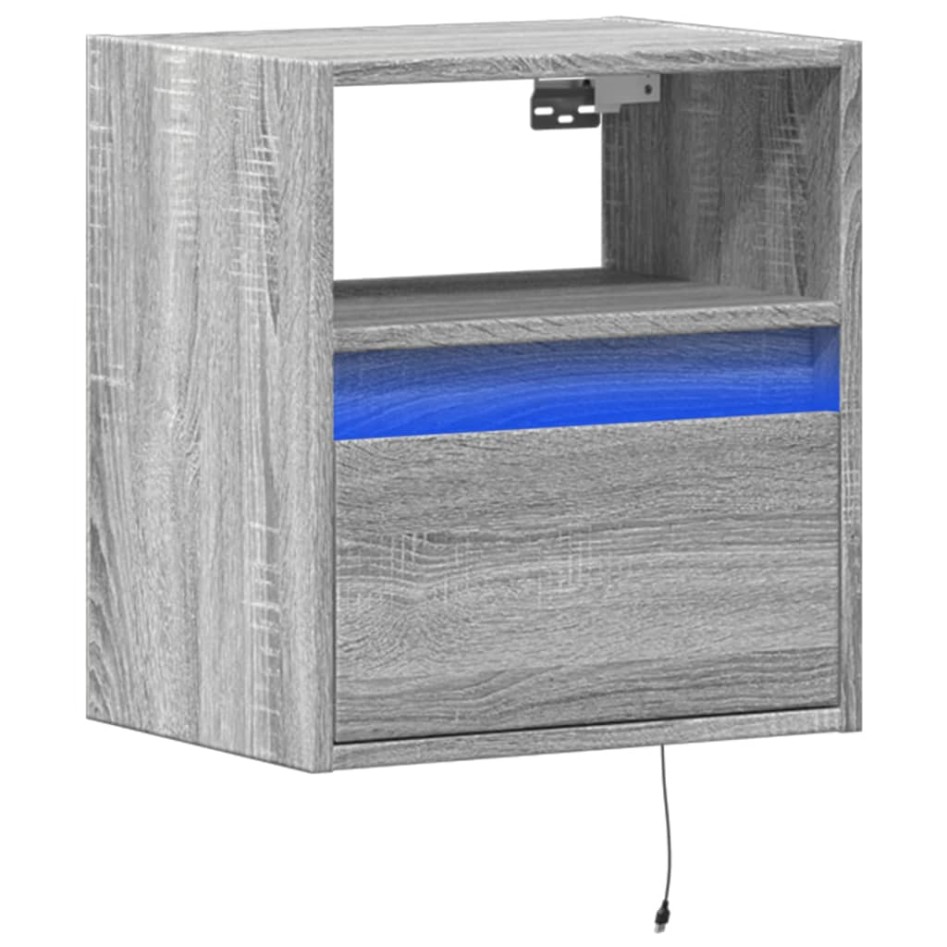Mueble de TV de pared con luces LED gris Sonoma 41x31x45