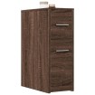 Armario de baño estrecho con ruedas madera marrón roble