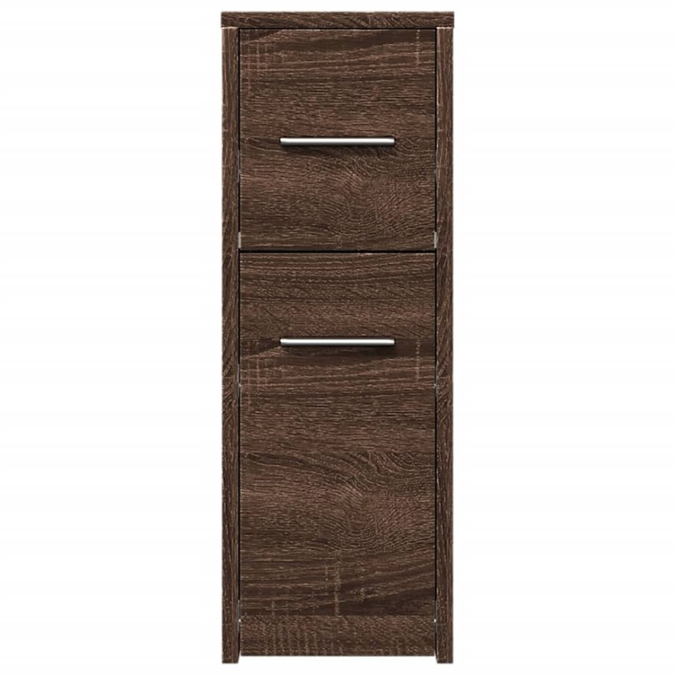 Armario de baño estrecho con ruedas madera marrón