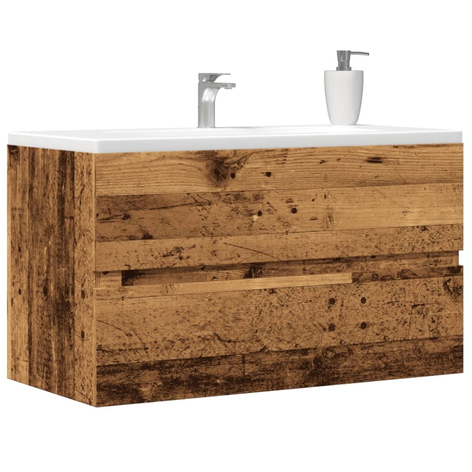 Mueble de lavabo madera ingeniería envejecida 90x38,5x45