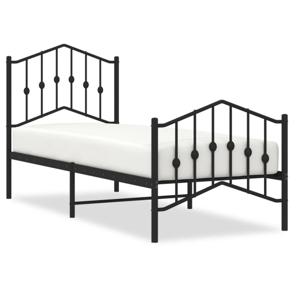 Estructura cama sin colchón con estribo metal negro 75x190