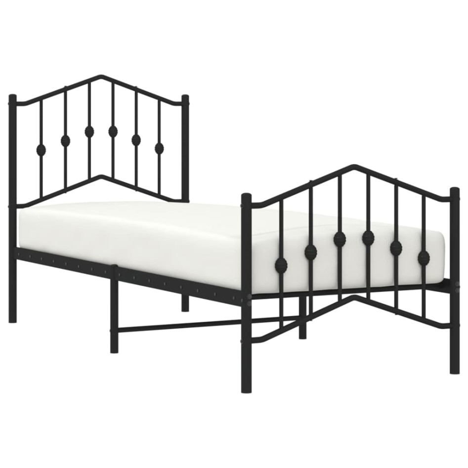 Estructura cama sin colchón con estribo metal negro 75x190
