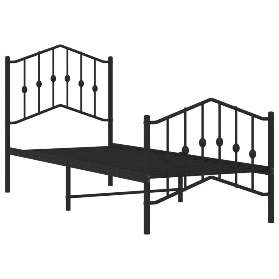 Estructura cama sin colchón con estribo metal negro 75x190