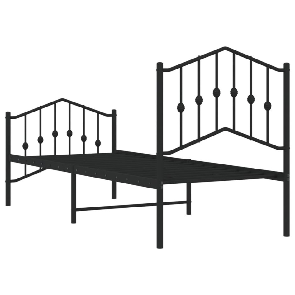 Estructura cama sin colchón con estribo metal negro 75x190