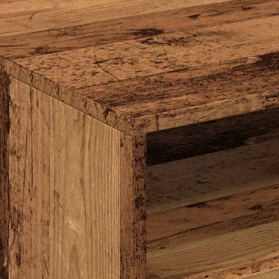 Mesa de centro con luces LED madera envejecida 50x49x40