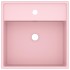 Lavabo lujoso cuadrado rebosadero cerámica rosa mate 41x41