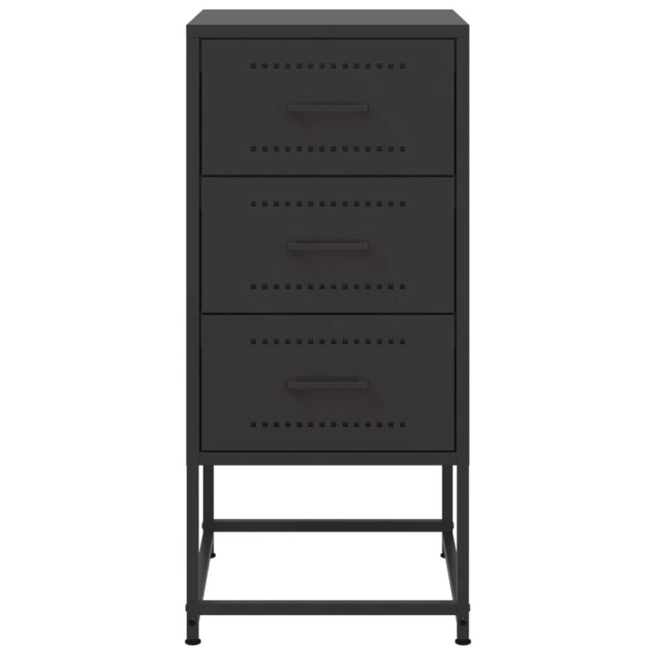 Mesita de noche acero negra 36x39x78