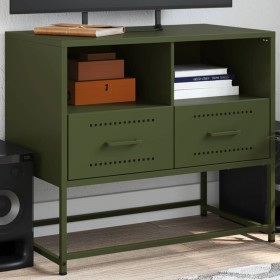 Mueble para TV de acero verde oliva 68x39x60,5