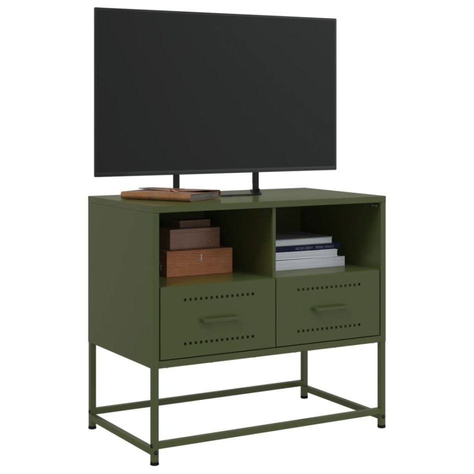 Mueble para TV de acero verde oliva 68x39x60,5