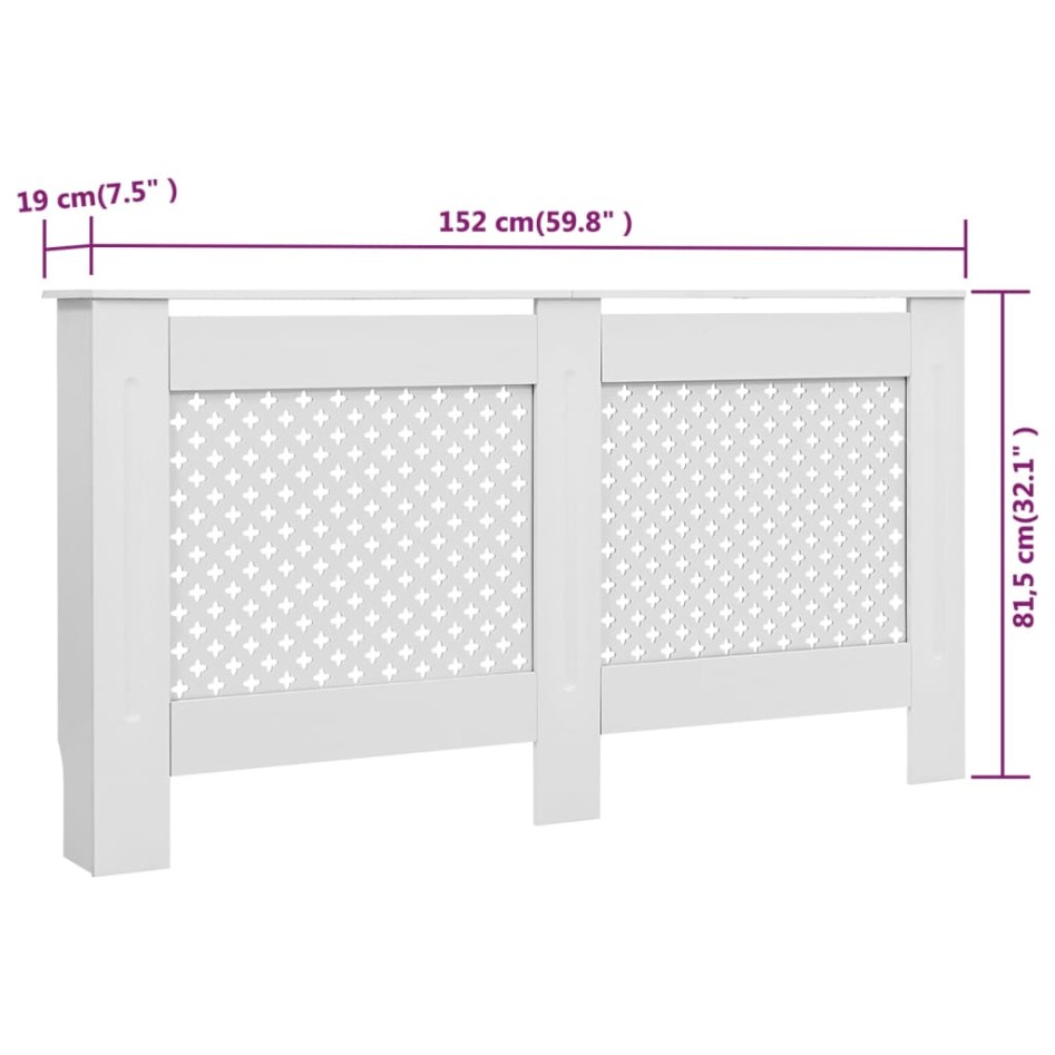 Cubiertas para radiador 2 unidades MDF blanco 152x19x81,5