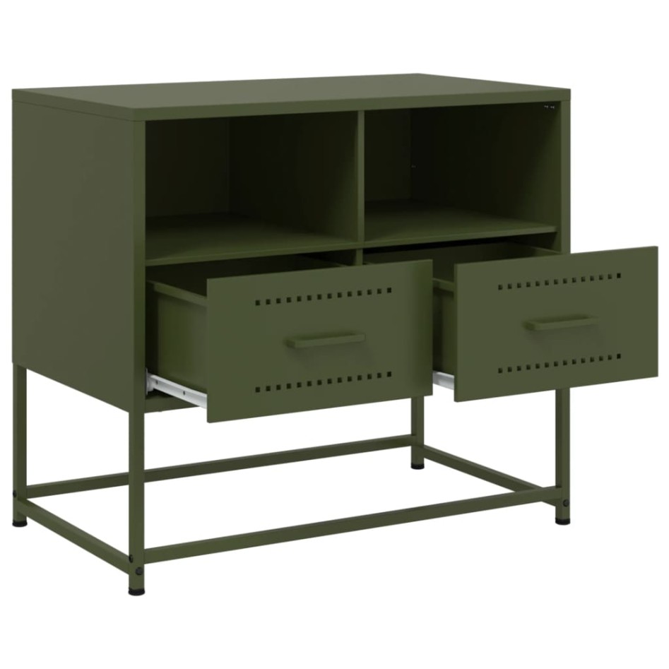 Mueble para TV de acero verde oliva 68x39x60,5