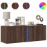 Mueble de TV de pared con luces LED marrón roble 100x31x35