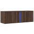 Mueble de TV de pared con luces LED marrón roble 100x31x35