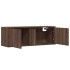 Mueble de TV de pared con luces LED marrón roble 100x31x35