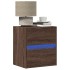 Mesita de noche de pared con luces LED roble