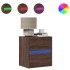 Mesita de noche de pared con luces LED roble