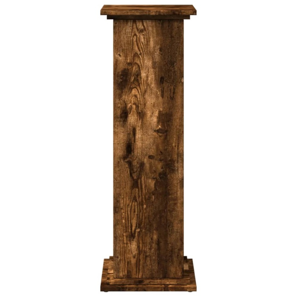 Pedestal expositor con almacenaje roble ahumado 31x30x90