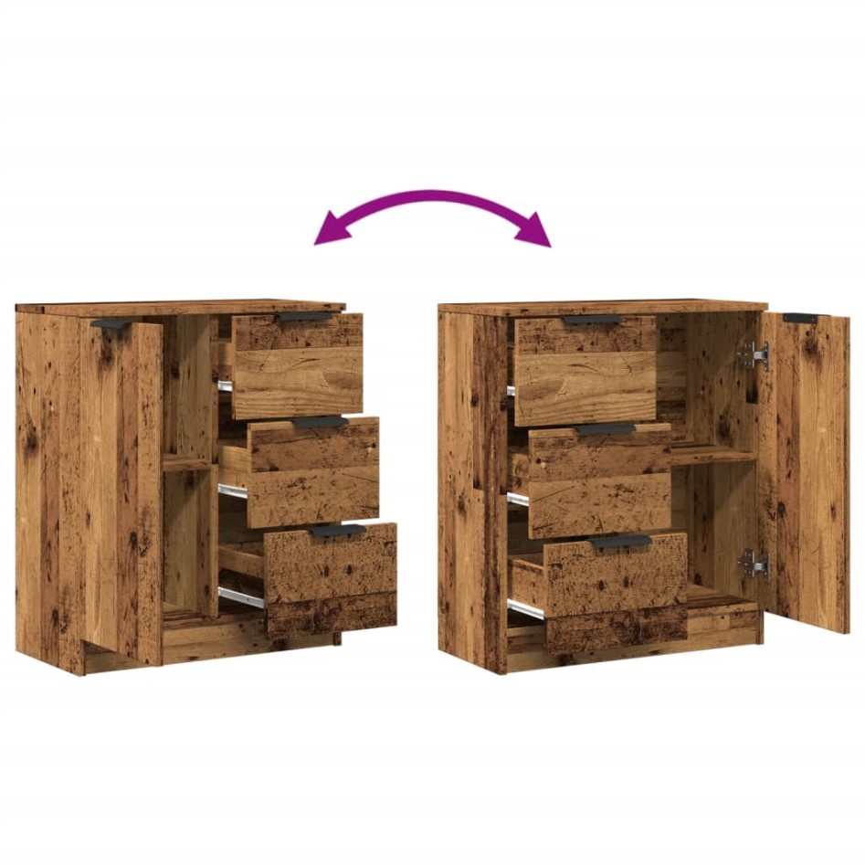 Aparador de madera de ingeniería envejecida 60x30x70