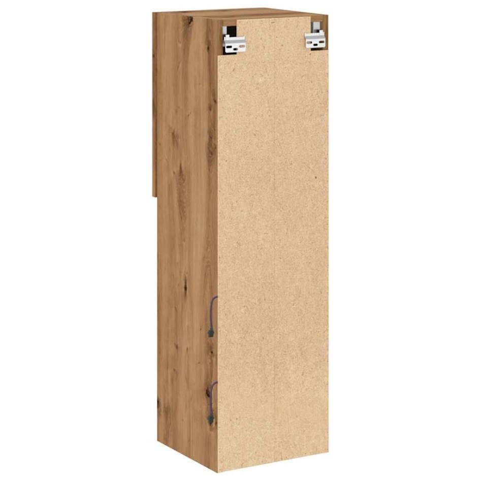 Mueble para TV con luces LED roble artesanal 30,5x30x102