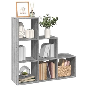 Librería divisor 3 niveles madera gris Sonoma 99x29x99