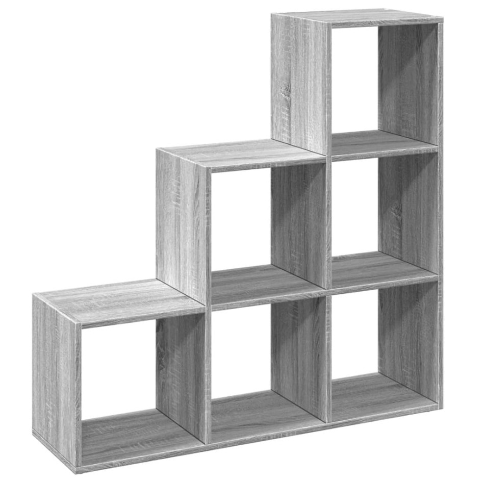 Librería divisor 3 niveles madera gris Sonoma 99x29x99