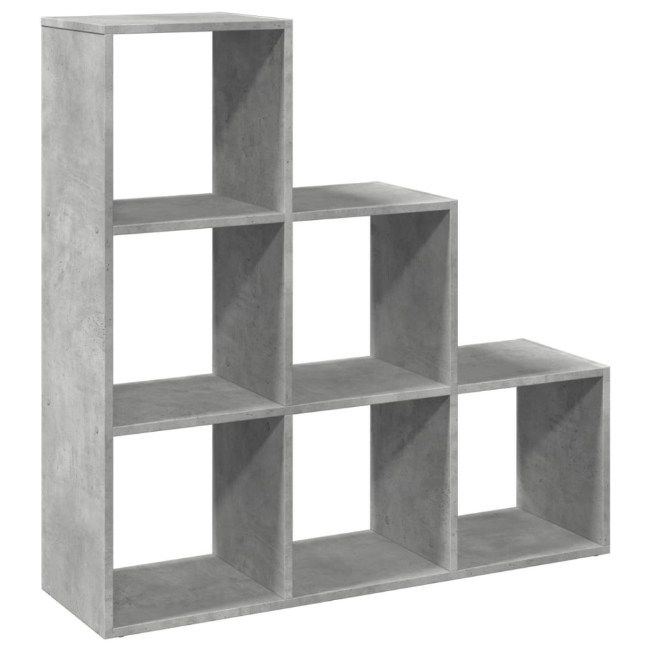 Librería divisor 3 niveles madera gris hormigón 99x29x99