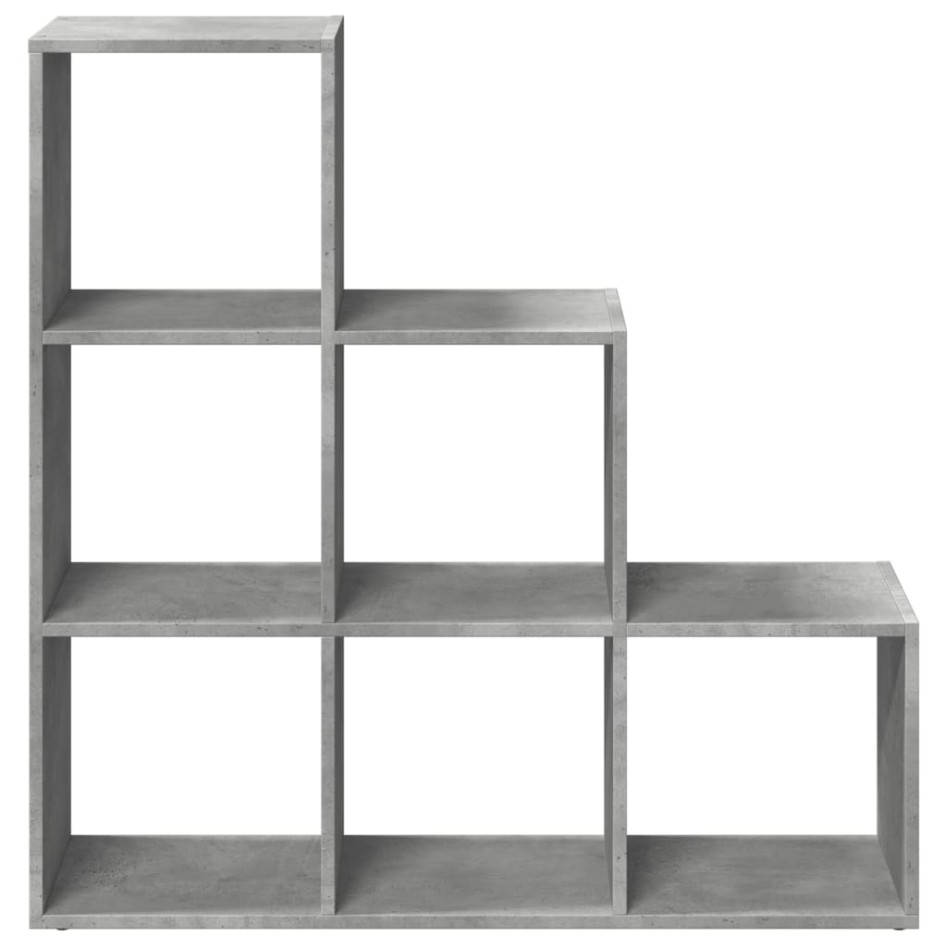 Librería divisor 3 niveles madera gris hormigón 99x29x99