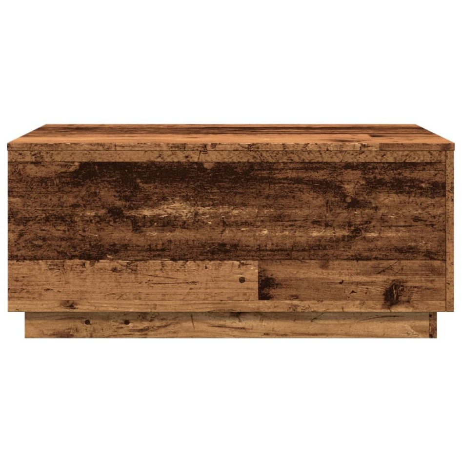 Mesa de centro con luces LED madera envejecida 90x50x40