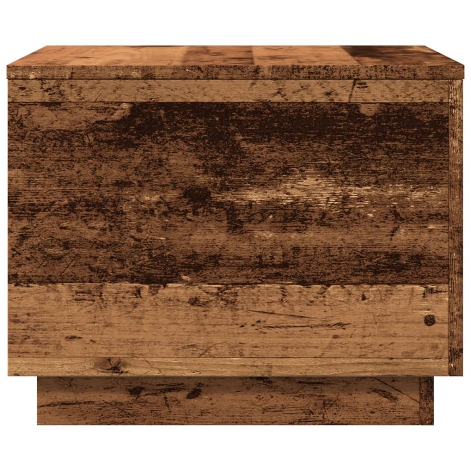 Mesa de centro con luces LED madera envejecida 50x50x40