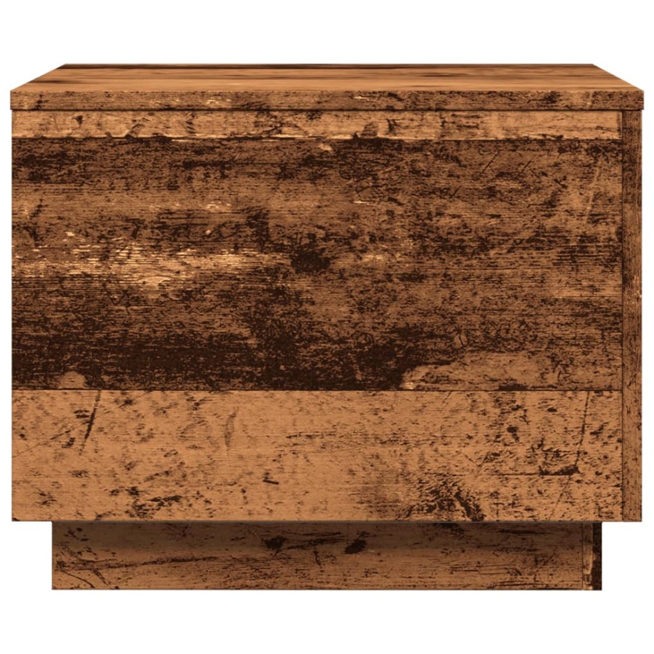 Mesa de centro con luces LED madera envejecida 50x50x40