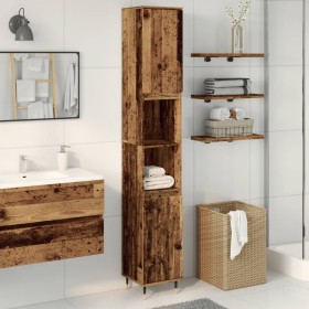 Armario de baño madera de ingeniería envejecida 30x30x190