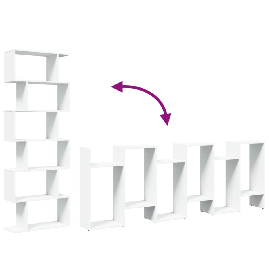 Librería divisor 6 niveles madera ingeniería blanco