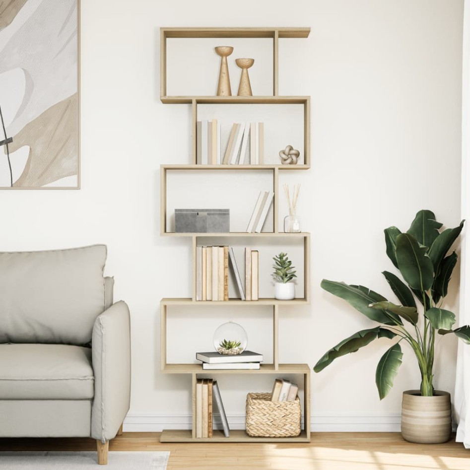 Librería divisora 6 niveles madera roble Sonoma 70x24x193