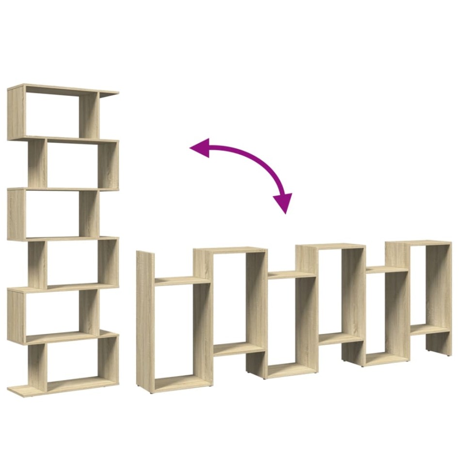 Librería divisora 6 niveles madera roble Sonoma 70x24x193