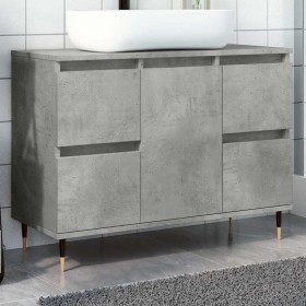 Mueble de baño madera de ingeniería gris hormigón 80x33x60