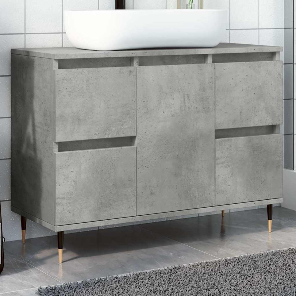 Mueble de baño madera de ingeniería gris hormigón 80x33x60