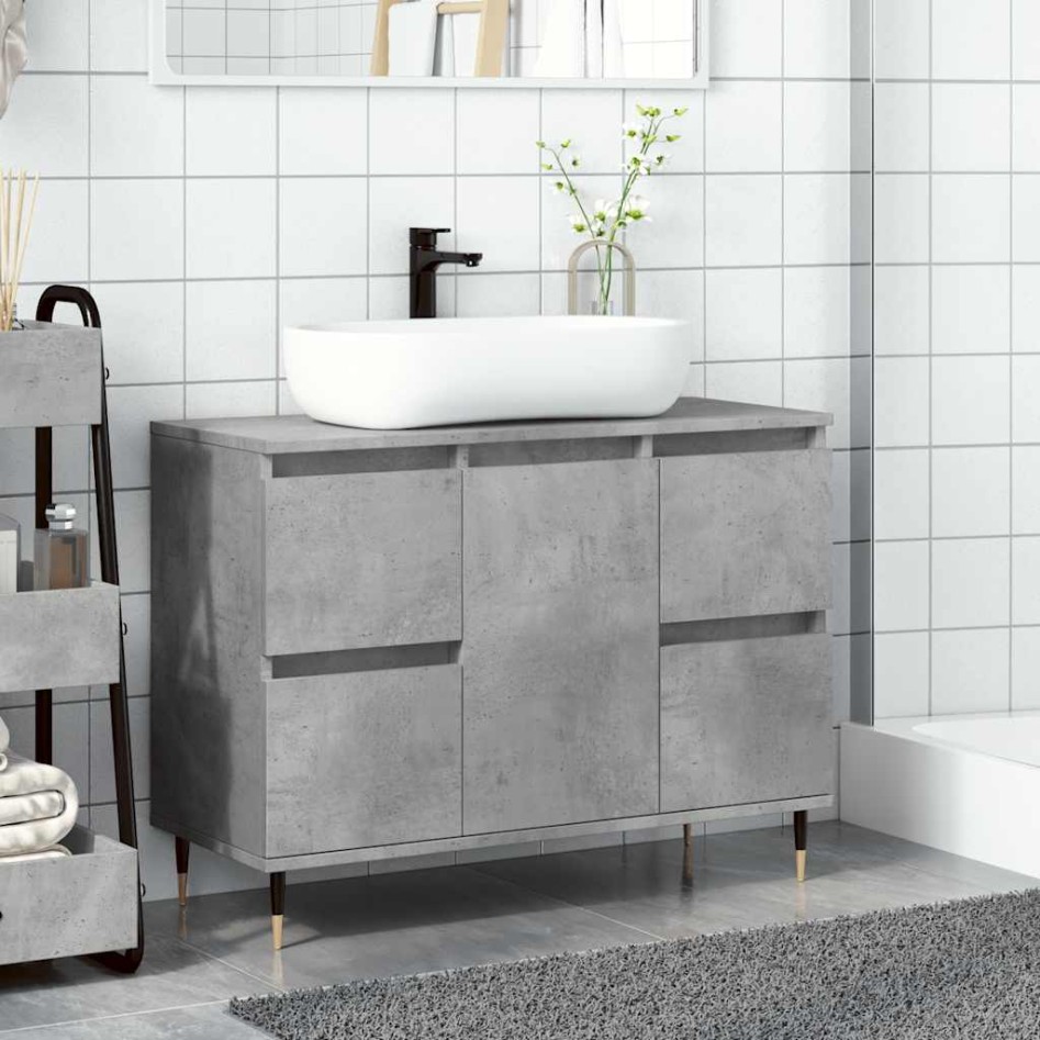 Mueble de baño madera de ingeniería gris hormigón 80x33x60