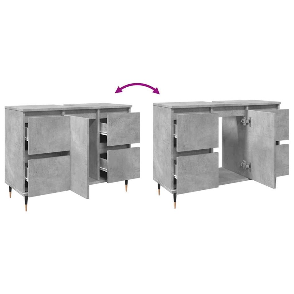 Mueble de baño madera de ingeniería gris hormigón 80x33x60