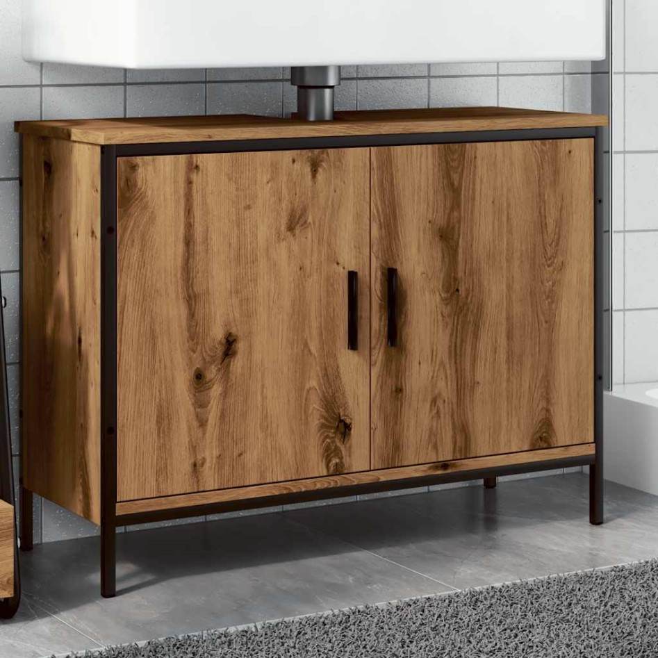 Armario lavabo baño madera ingeniería roble artisan 80x30x60