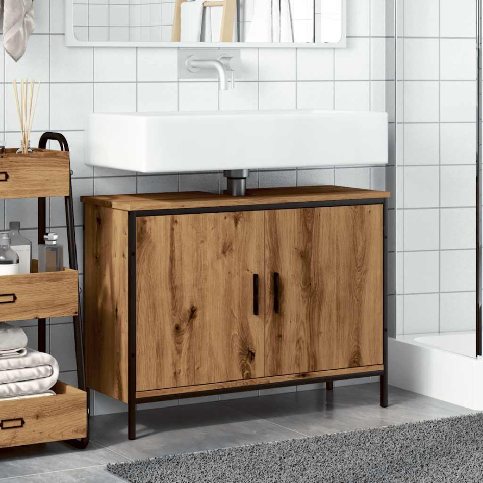 Armario lavabo baño madera ingeniería roble artisan 80x30x60
