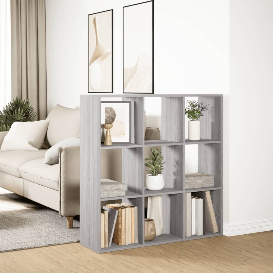Librería divisor madera ingeniería gris Sonoma 102x29x103,5