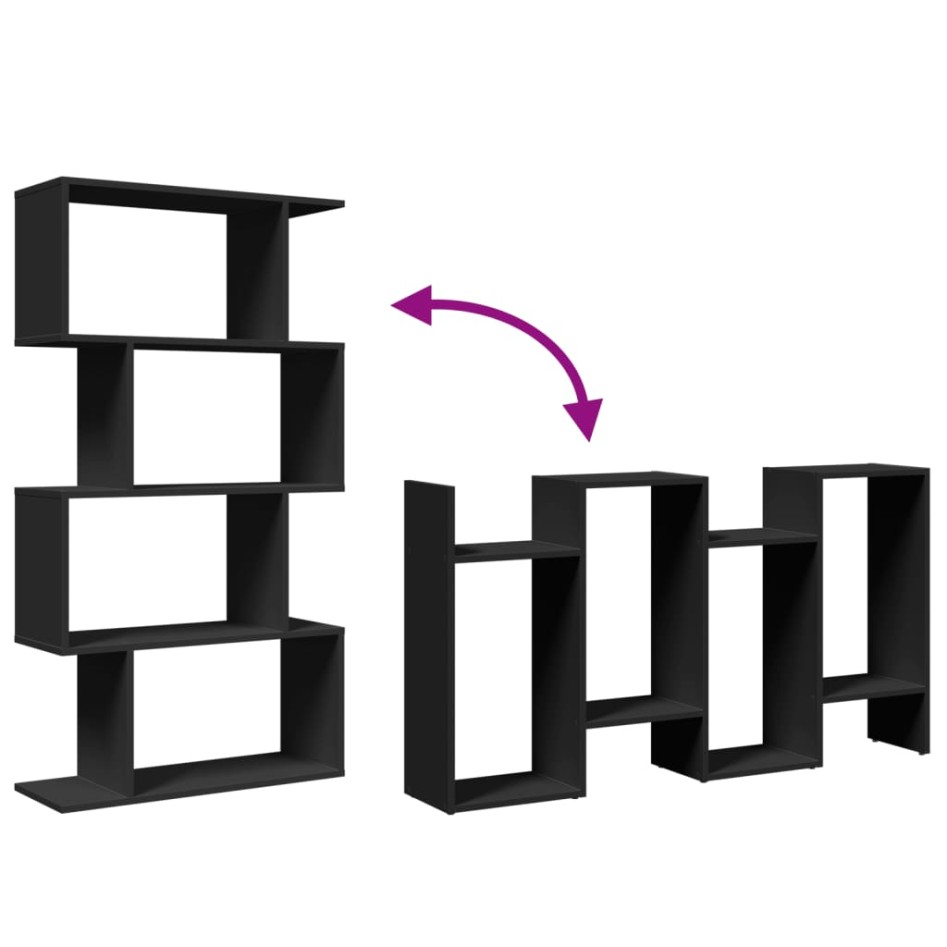 Librería divisora 4 niveles madera ingeniería negra