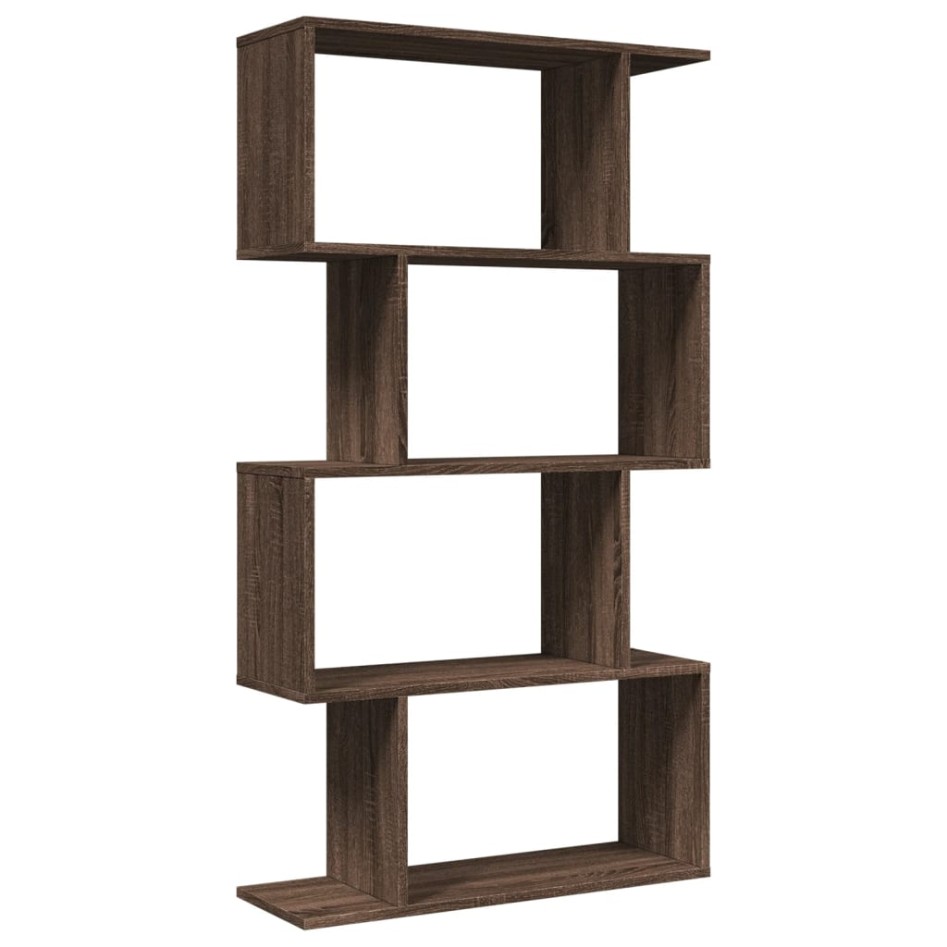 Librería divisora 4 niveles madera marrón roble 70x24x129
