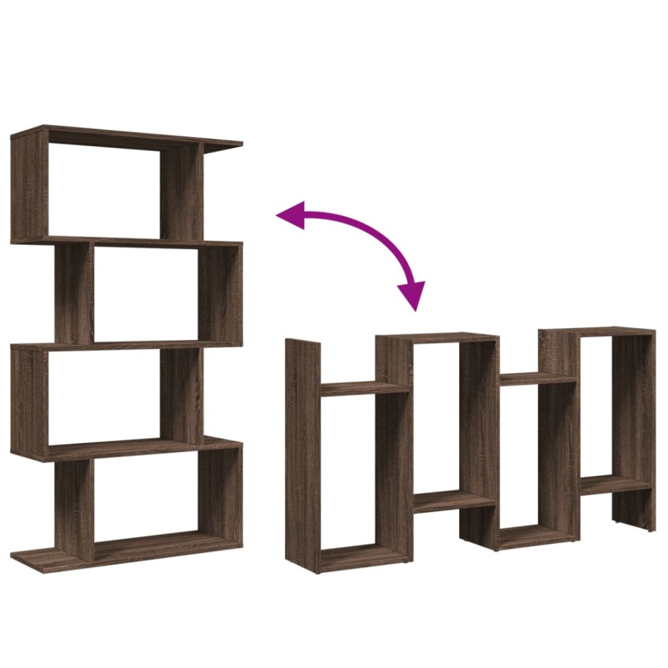 Librería divisora 4 niveles madera marrón roble 70x24x129