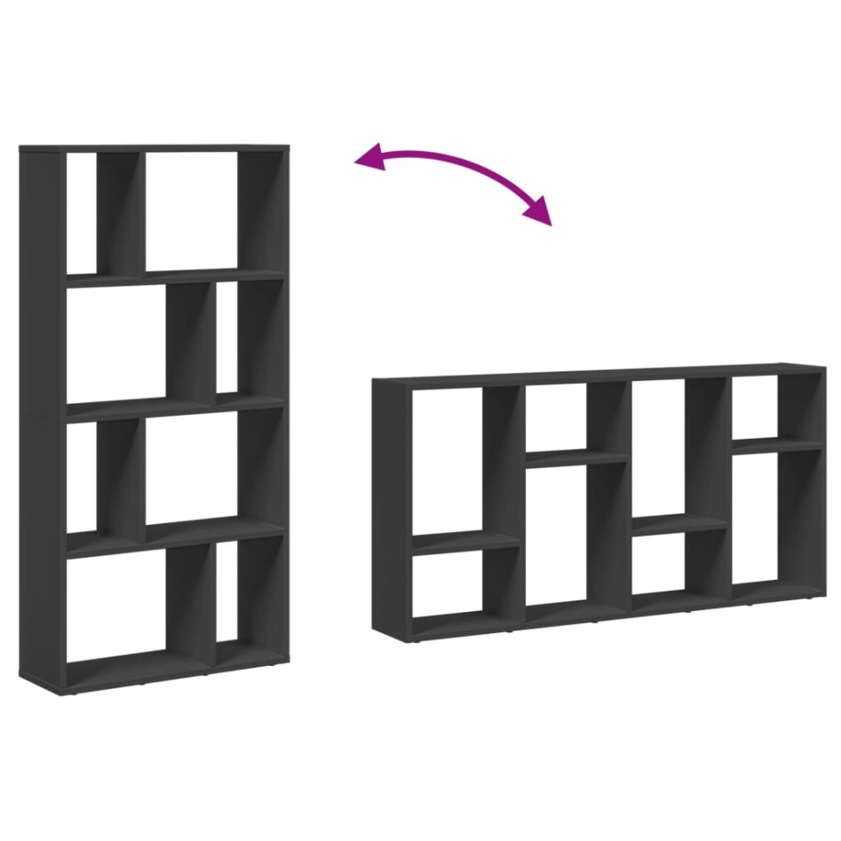 Estantería de madera de ingeniería negra 60x20x120