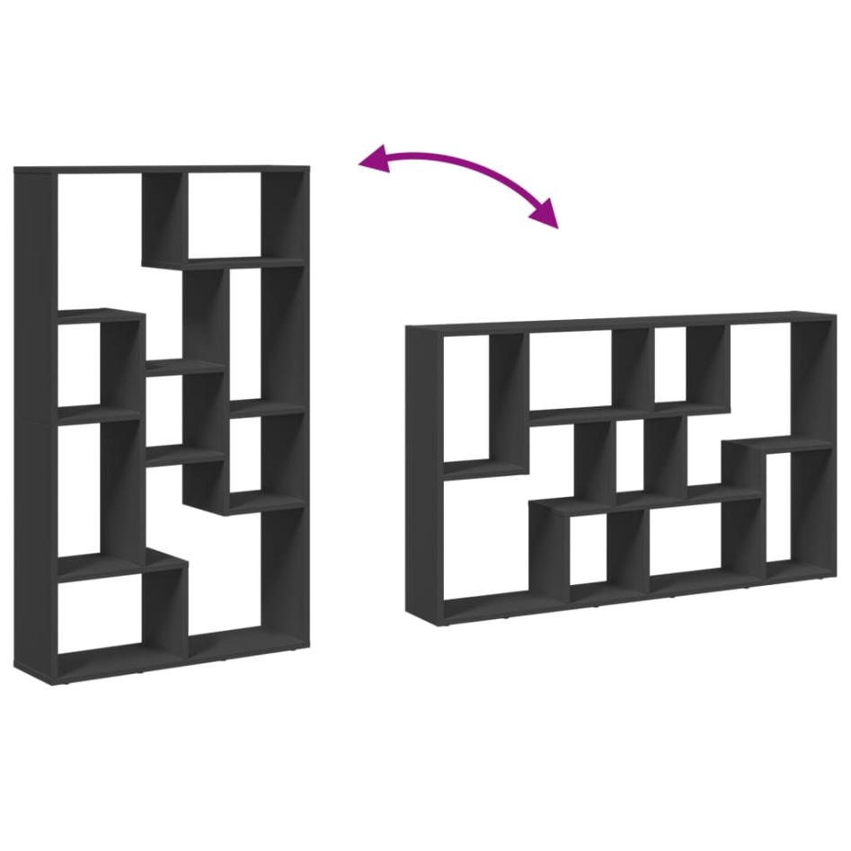 Estantería de madera de ingeniería negra 72x20x120