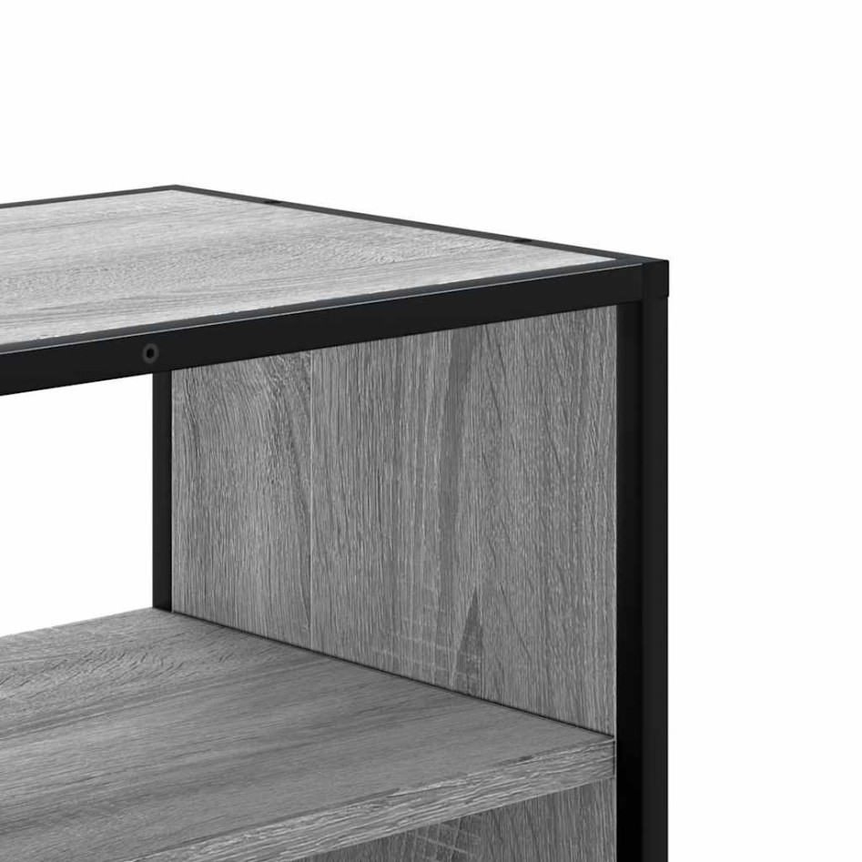 Mueble TV madera ingeniería y metal roble ahumado 80x31x39,5