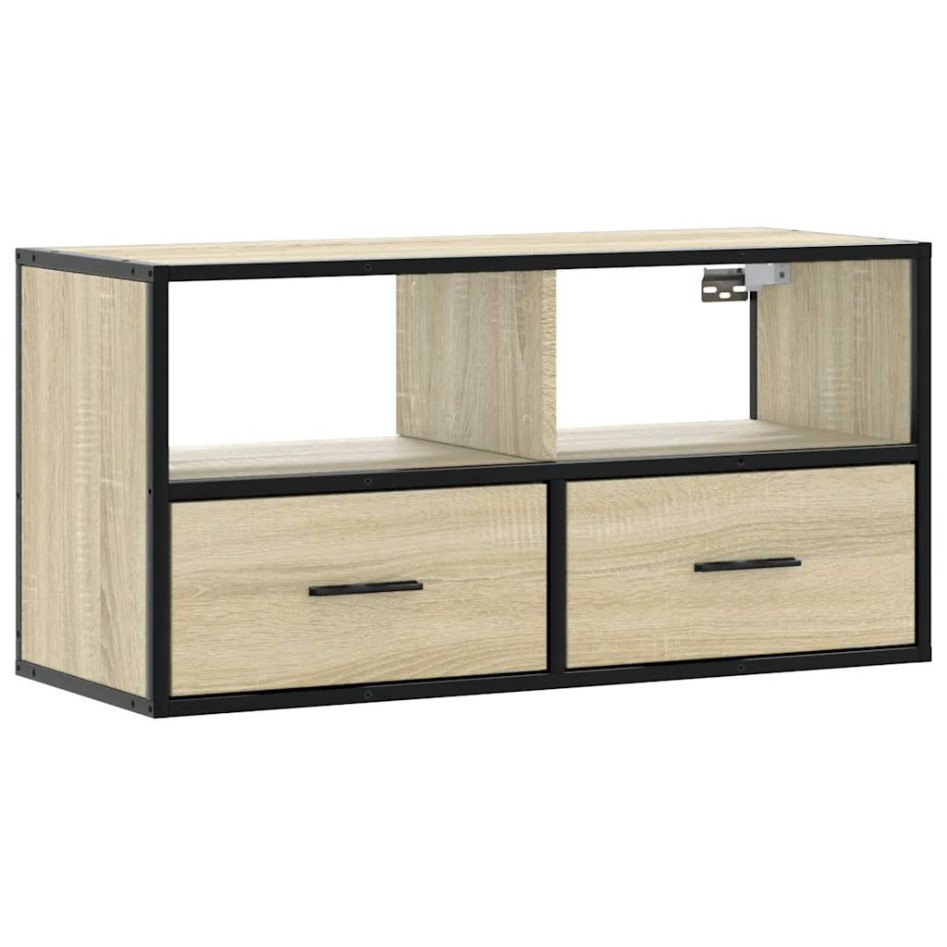Mueble TV madera ingeniería y metal roble Sonoma 80x31x39,5