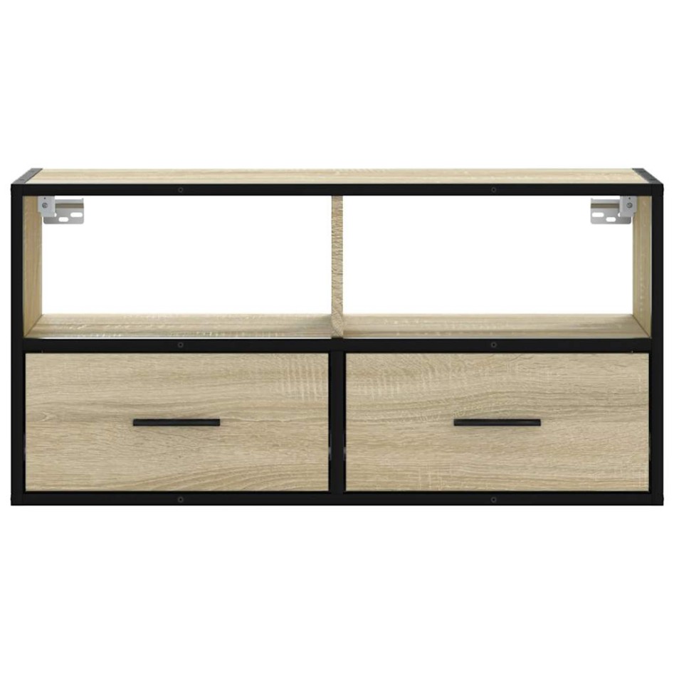 Mueble TV madera ingeniería y metal roble Sonoma 80x31x39,5